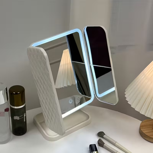 ESPEJO DE MAQUILLAJE PORTATIL CON LUZ LED